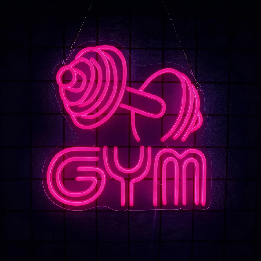 Dumbbell Neon Sign Barbell Gym Neon Signs LED Neon Light Sign for Sports Room, Decor Club,Party Bar,Fitness Club Decoration