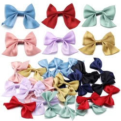 20Pcs 4*7cm Colorful Polyester Handmade Satin Ribbon Bows For DIY Sewing Crafts Clothing Decoration Making Accessories
