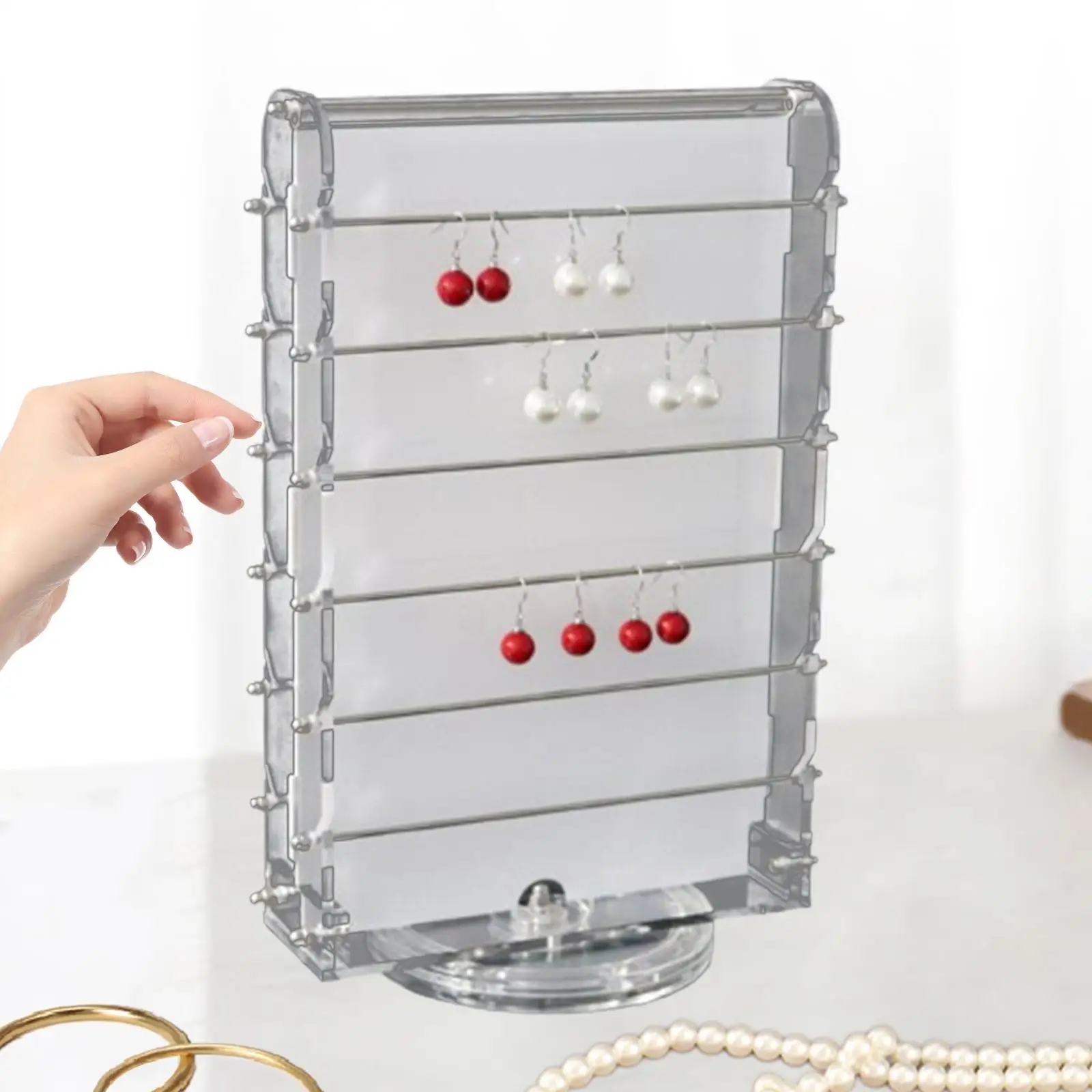 

Акриловая подставка для сережек, вращающийся 7-слойный органайзер-держатель для ювелирных изделий, простая сборка