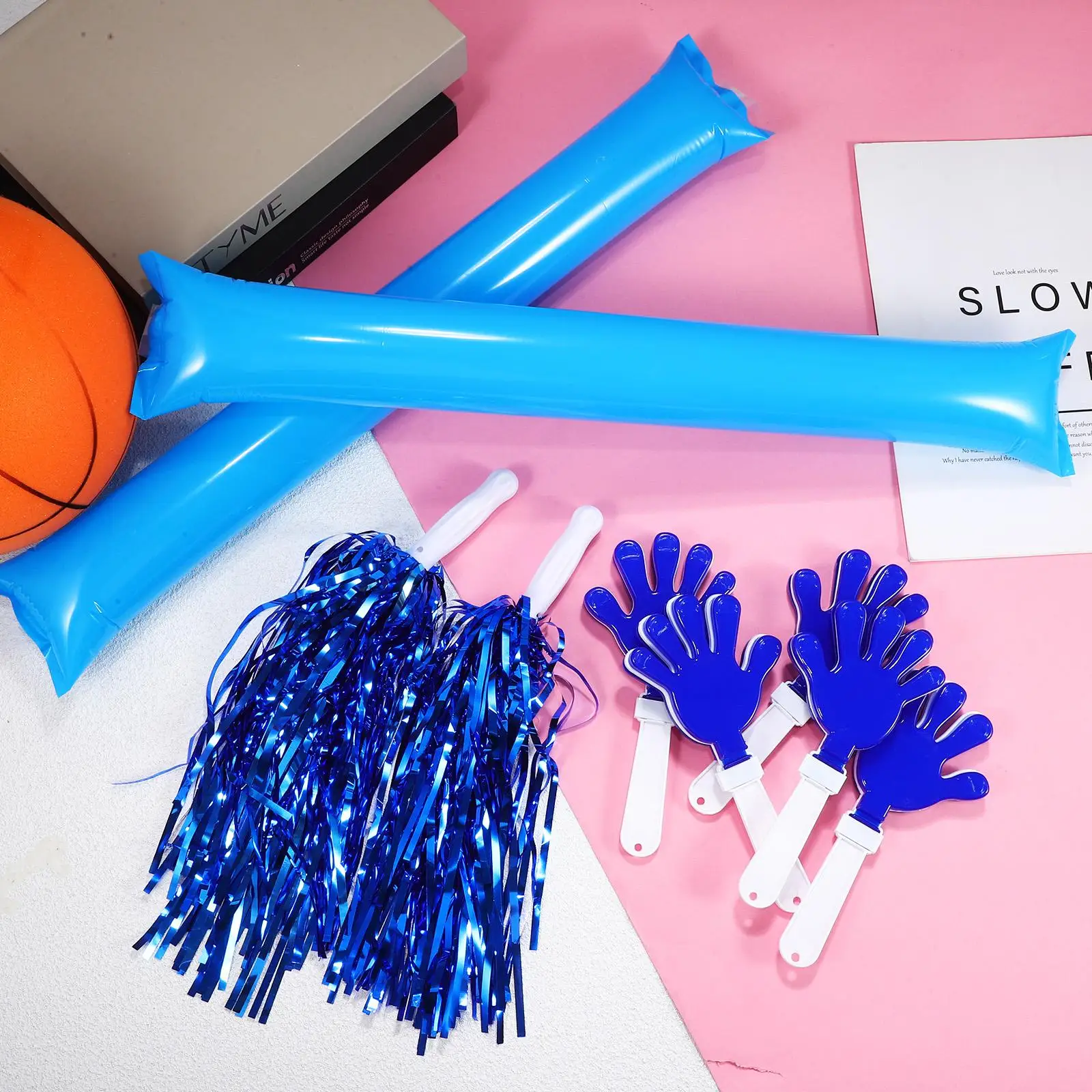 1 conjunto de vara inflável pom poms clappers noisemakers acessórios de torcida espírito torcendo varas suprimentos esportes