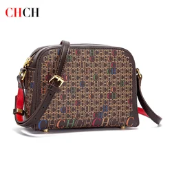 CHCH Women's Shoulder Bag New Coffee Color Small Square Bag Classic Coffee Color Letter Printed Business Women's Bag