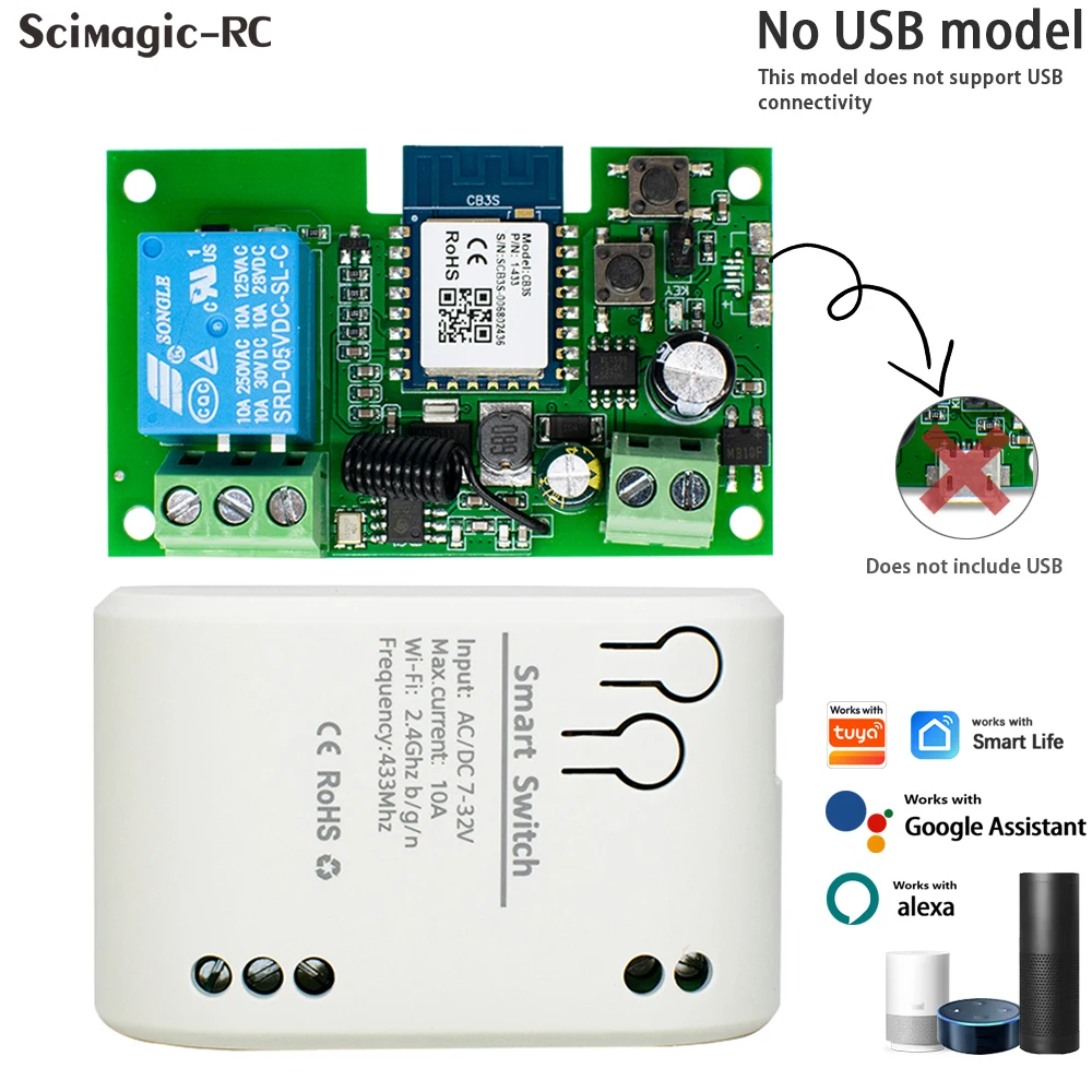 Zigbee Wifi Smart Relay 12V 24V 220V Dry Contact NO/NC/COM Module Timer Inching Switch for Light/Motor Works with Tuya APP Alexa