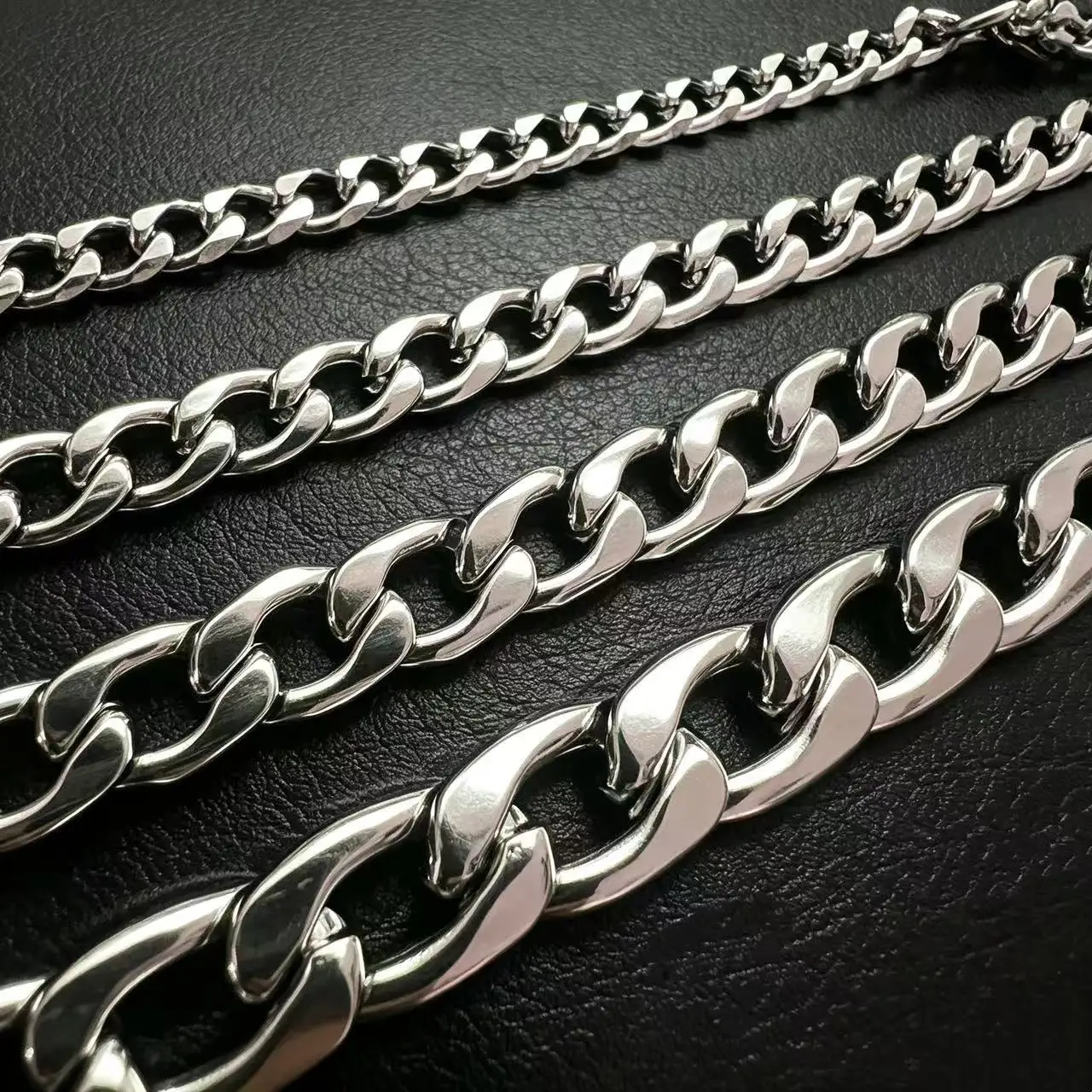 316L Stainless Steel Cuban Link Flat Chain Necklace For Men Punk Street Waterproof Jewelry Accessories 3/5/7/10MM