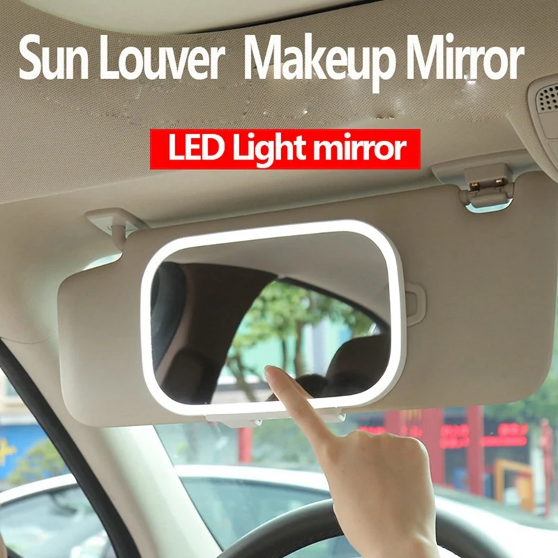 Universal LED Car Interior Mirror Touch Switch Makeup Mirror USB Charging Sun Visor High Clear Interior HD Mirror