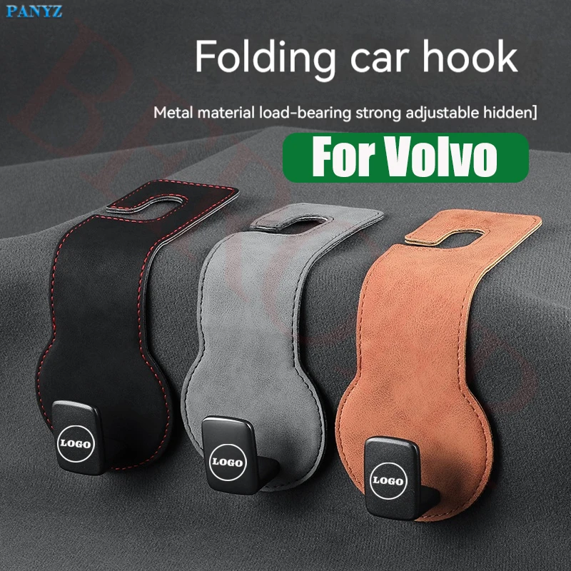 Car Seat Back Hook For Volvo Auto Storage Hanger Suede with Metal Car Seat Organizer Handbag Purse Coat Umbrellas Grocery