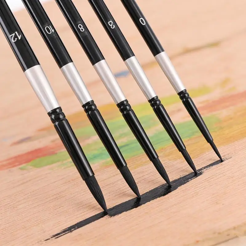 [L] 7Pcs Squirrel Hair Brush Set Round Pointed Tips No Shed Gouache Watercolor Brushes For Beginner Artist Painting Kit