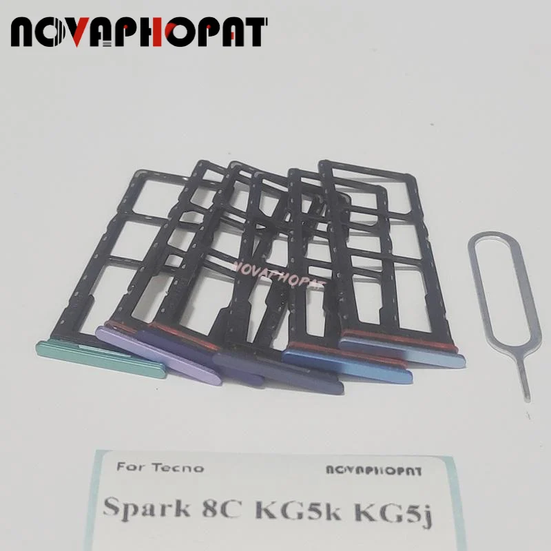 

Novaphopat Brand New SIM Card Tray For Tecno Spark 8C KG5k KG5j SIM Holder Slot Adapter Reader Pin