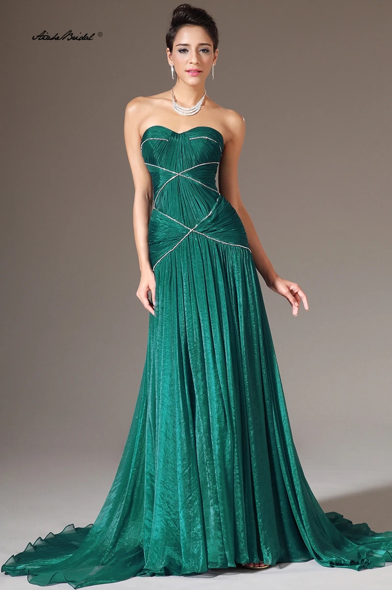 

Вечернее платье 2026 Русалка темно-зеленое шифоновое женское вечернее платье без рукавов вечерние платья с скользящим шлейфом Robe de Soiree