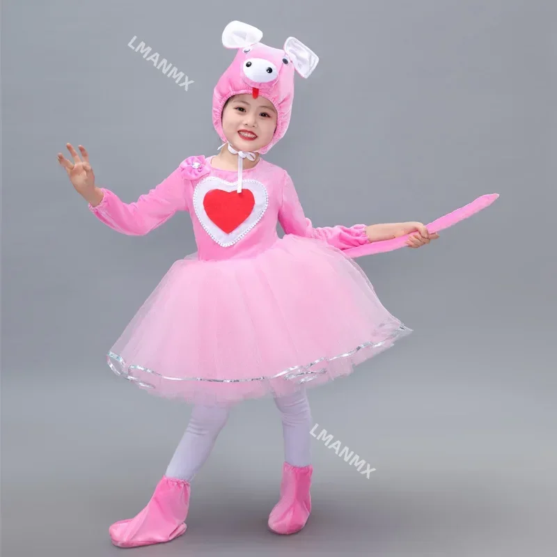 Pigs Animal Costume Kids Girl Pink Piggy Fancy Dress Pigs Child Costume Halloween Cosplay Party Costume Kids Stage Performance