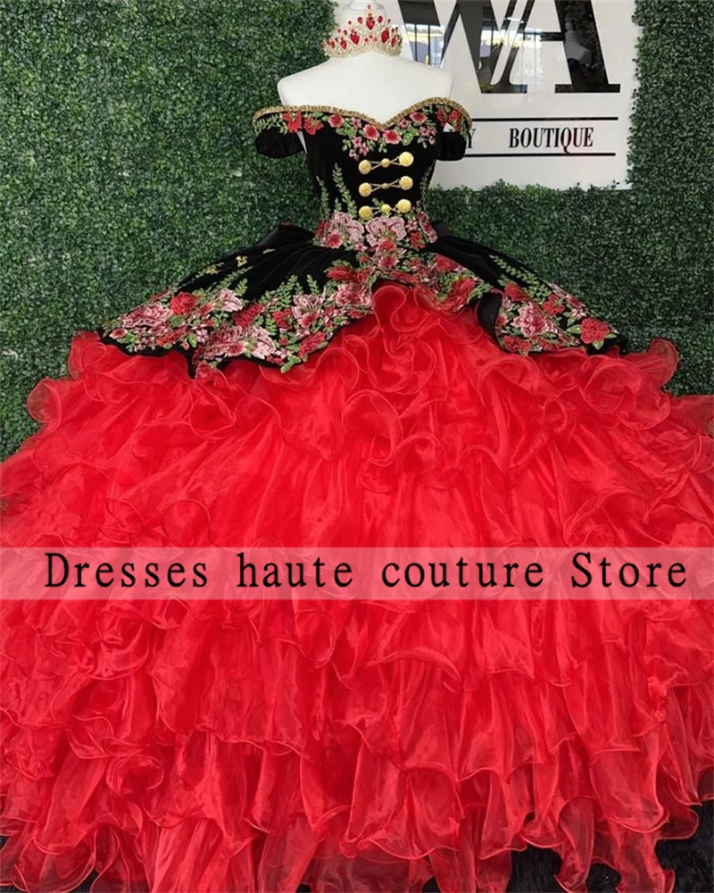 

Mexico Embroidery Quinceanera Dresses 2025 With Bow Ball Gown Birthday Gown Ruffles Sweet 16 Dress Lace-Up Customized