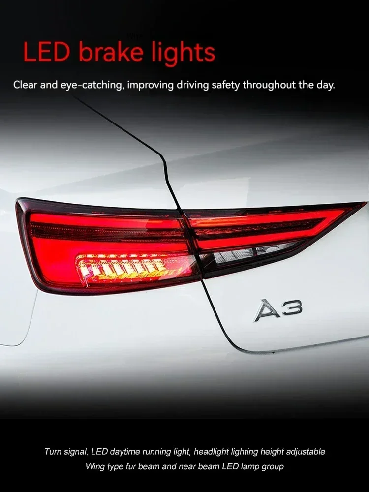 

FT Car Lights ForAudi A3 Taillights 2013-2019 A3 Full LED Tail Lamp Dynamic Turn Signal Light Car Taillights Assembly