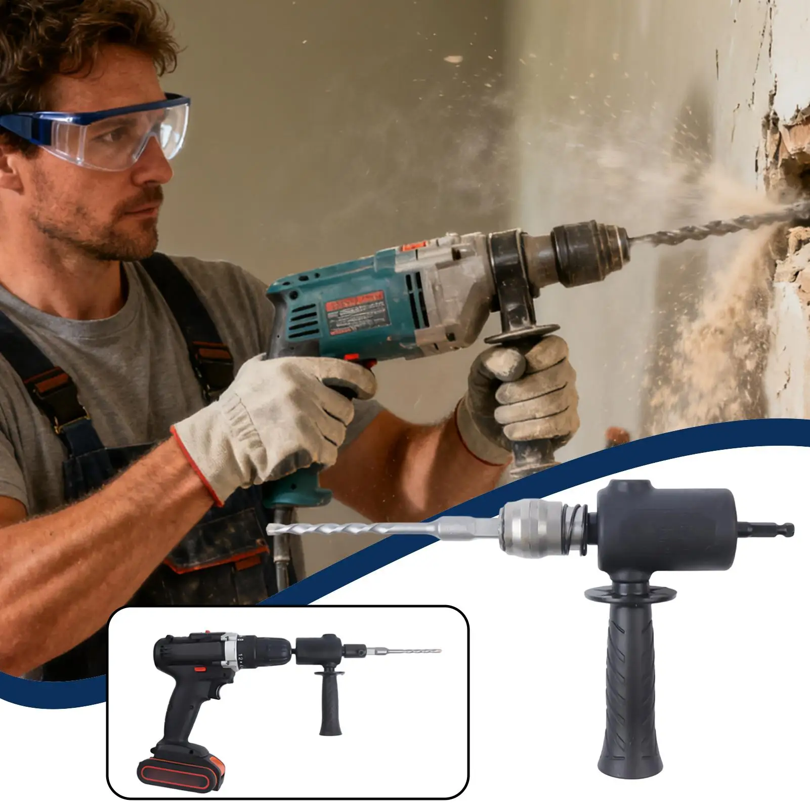 Electric Drill To Hammer Adapter Wear-Resistant Tight Fit Tool Electric Drill To Hammer Conversion Head For Concrete Wall Home