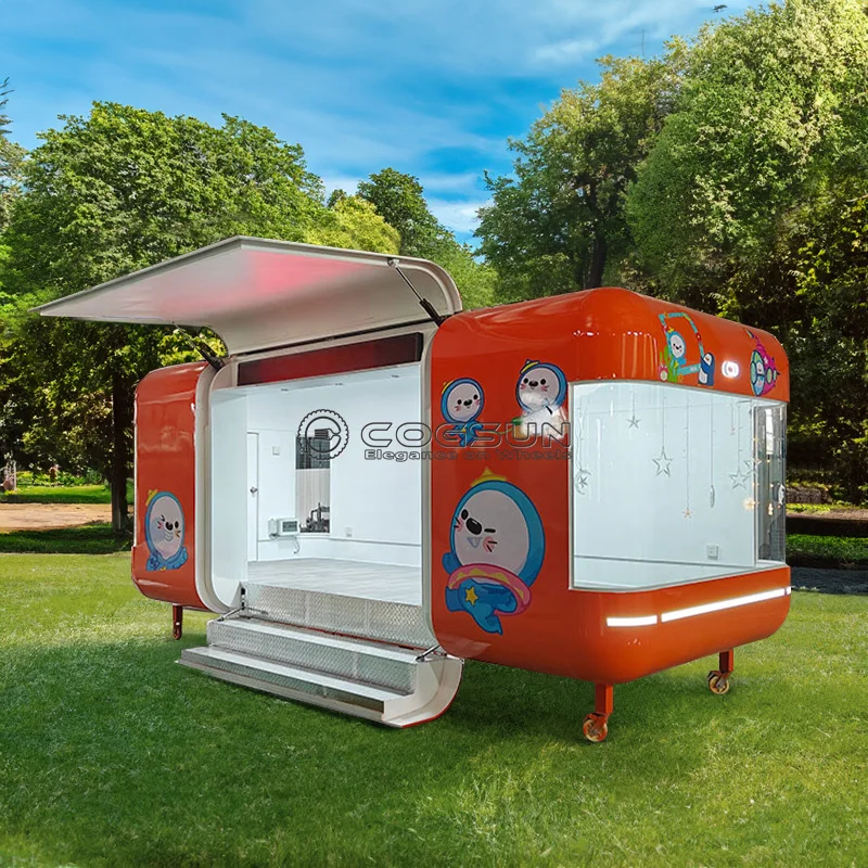 Street Mobile Food Trailer Pizza Van Ice Cream Bubble Tea Coffee Catering Cart Hot Dog Snack Vending Food Truck for Sale