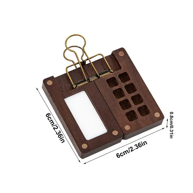 Portable Wooden Handmade Watercolour Box Empty Mini Walnut Acrylic Paint Palette 8 Grid Painting Supplies Wooden Paint Box