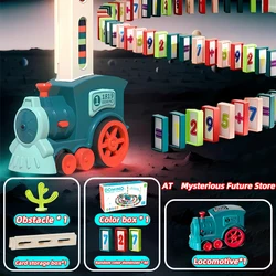 Automatic Laying Domino Train Electric Car Brick Blocks Kits Creative Games Intelligence Educational DIY Toys Kids Birthday Gift