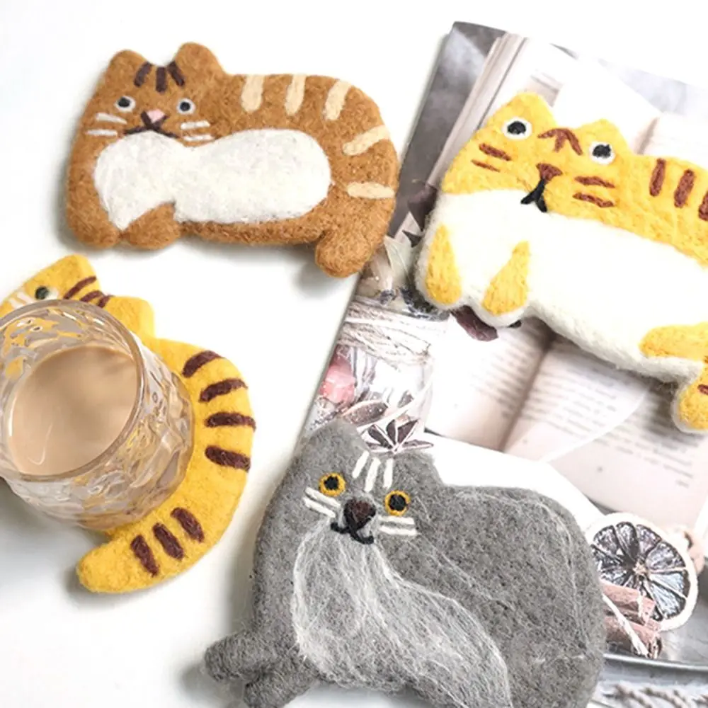 Felted Wool Coasters Drink Coasters Absorbent Wool Felt Coaster Animals Handmade Coasters Cute Decorations For Dining Table