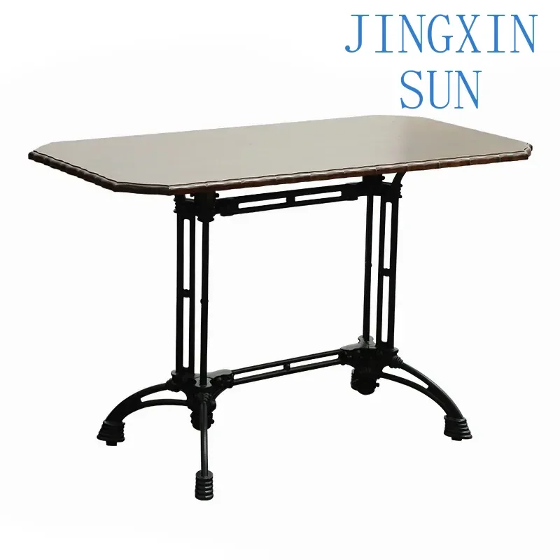 Coffee shop lace rectangular milk tea shop dining casual retro solid wood square round table retro