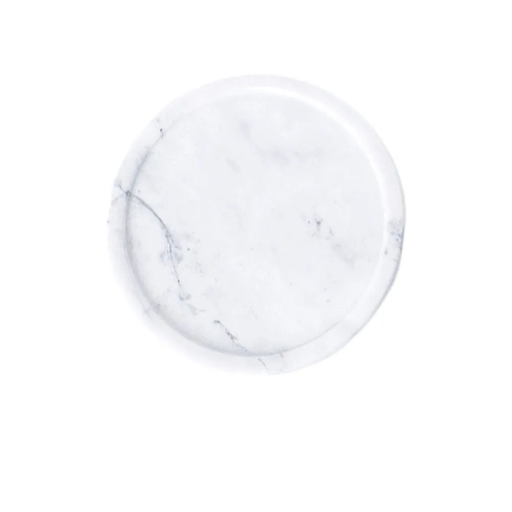 Prato de joias com anel de mármore branco acinzentado, bandeja decorativa elegante para brincos, armazenamento, cômoda, presente, prato de joias de mármore