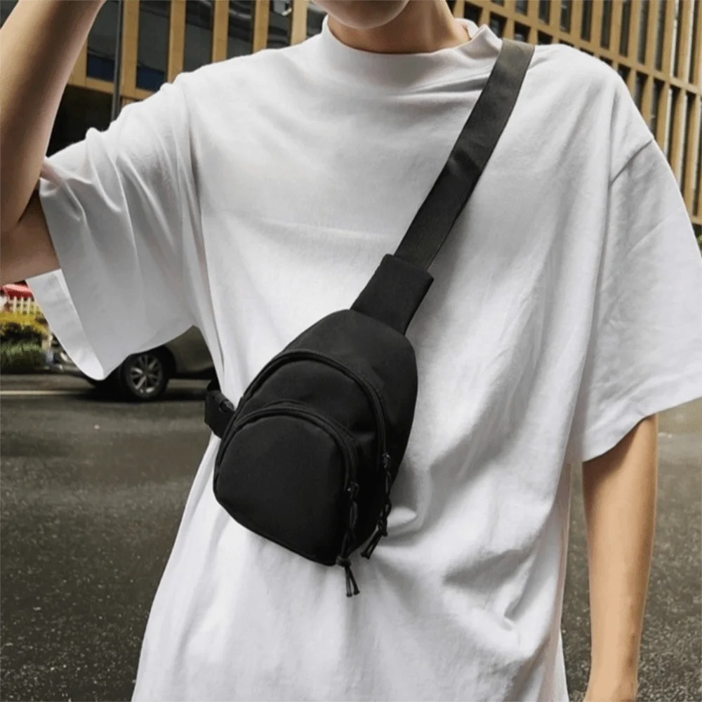 

Personalized Solid Color Men Crossbody Bag Mini Multifunctional Sports Chest Bag Japanese Style Nylon Shoulder Bag Fitness