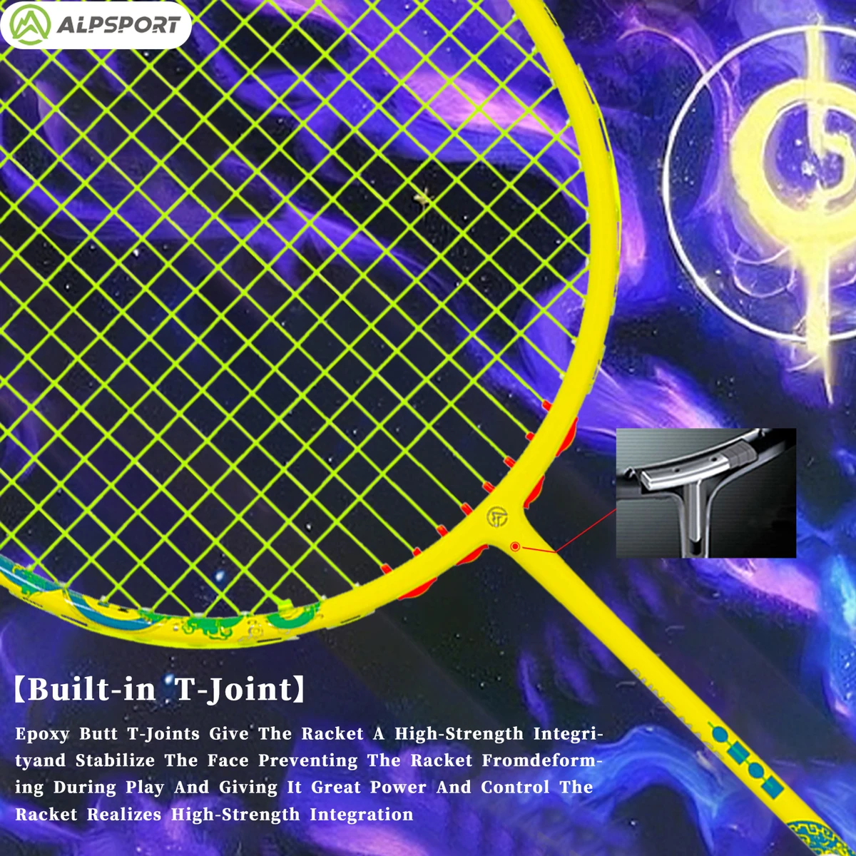  مضرب ALPSPORT FW 4U 65g MAX35LBS | 100% كربون كامل من الدرجة الاحترافية + حزام مجاني #3