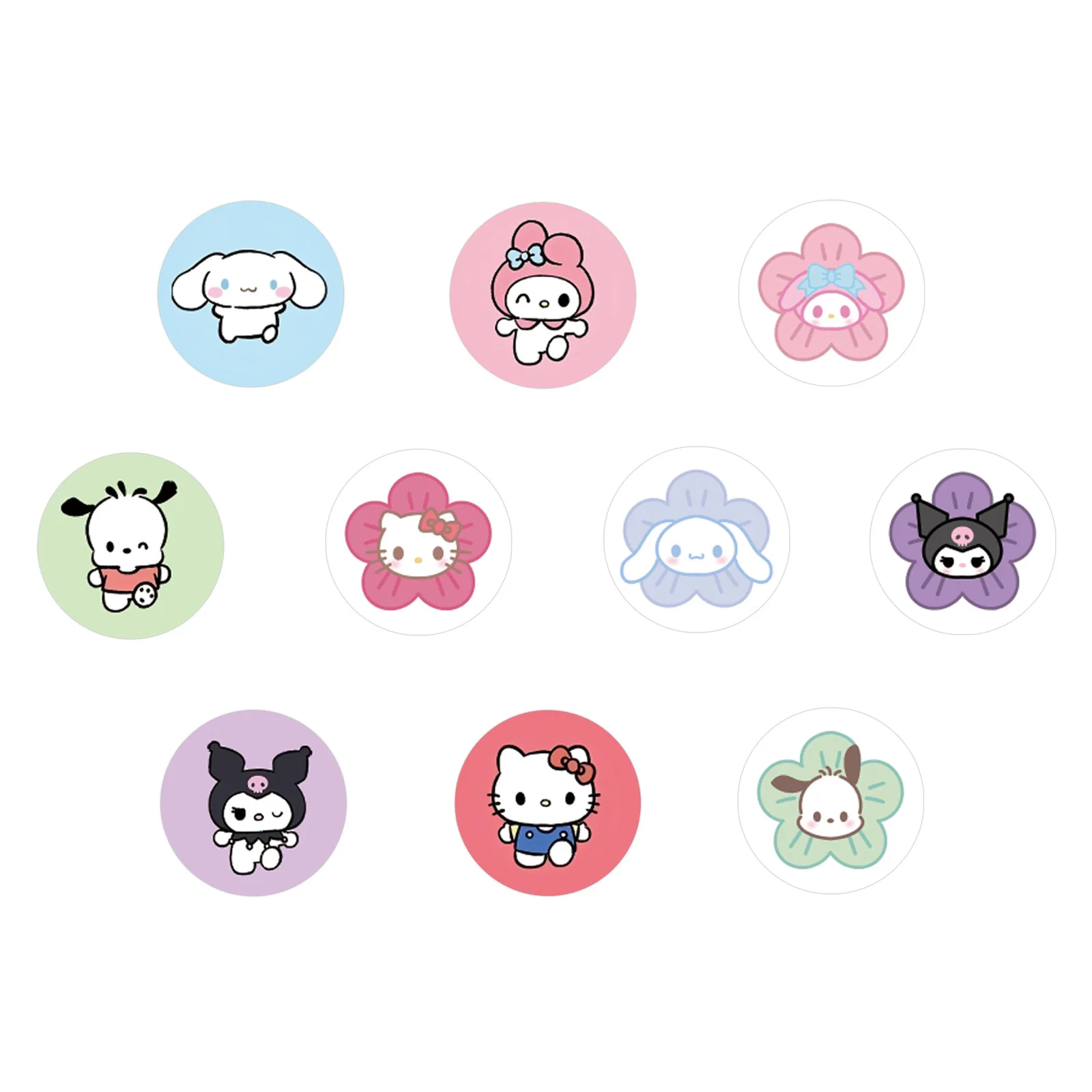 สติกเกอร์ซานริโอ้แบบม้วน 500 ชิ้น/ม้วน ลายการ์ตูนเฮลโลคิตตี้น่ารัก สำหรับตกแต่งกระเป๋าเดินทาง โทรศัพท์ กีตาร์ สมุดภาพ กันน้ำ