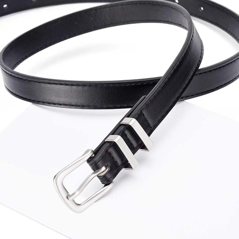 Elegant Metal Buckle PU Leather Belt Y2k Style Slim Side Thin Waist Belt All-match Jeans Trouser Decor Korean Waistband Outdoor