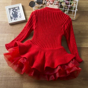 Langarmes Frauenkleid, gestrickter Pullover, Weihnachtsfeierkleid, Kinderkostüm, rot, 3-8, neu, 2024 6 Hauptverkäufe rotes Canelado -Kleid - №2