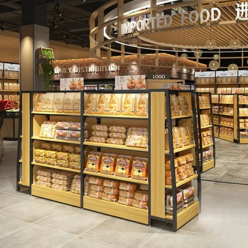 custom.Customized Wood Metal Light Duty Supermarket Shelf Island Display Wall Unit/Side Shelf Convenience Products Display