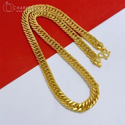 Yellow Gold Plated Long Necklaces for Men 5/8/10mm Link Chain 24inch Collar Choker Homme Hip Hop Jewelry Accessories Wholesale