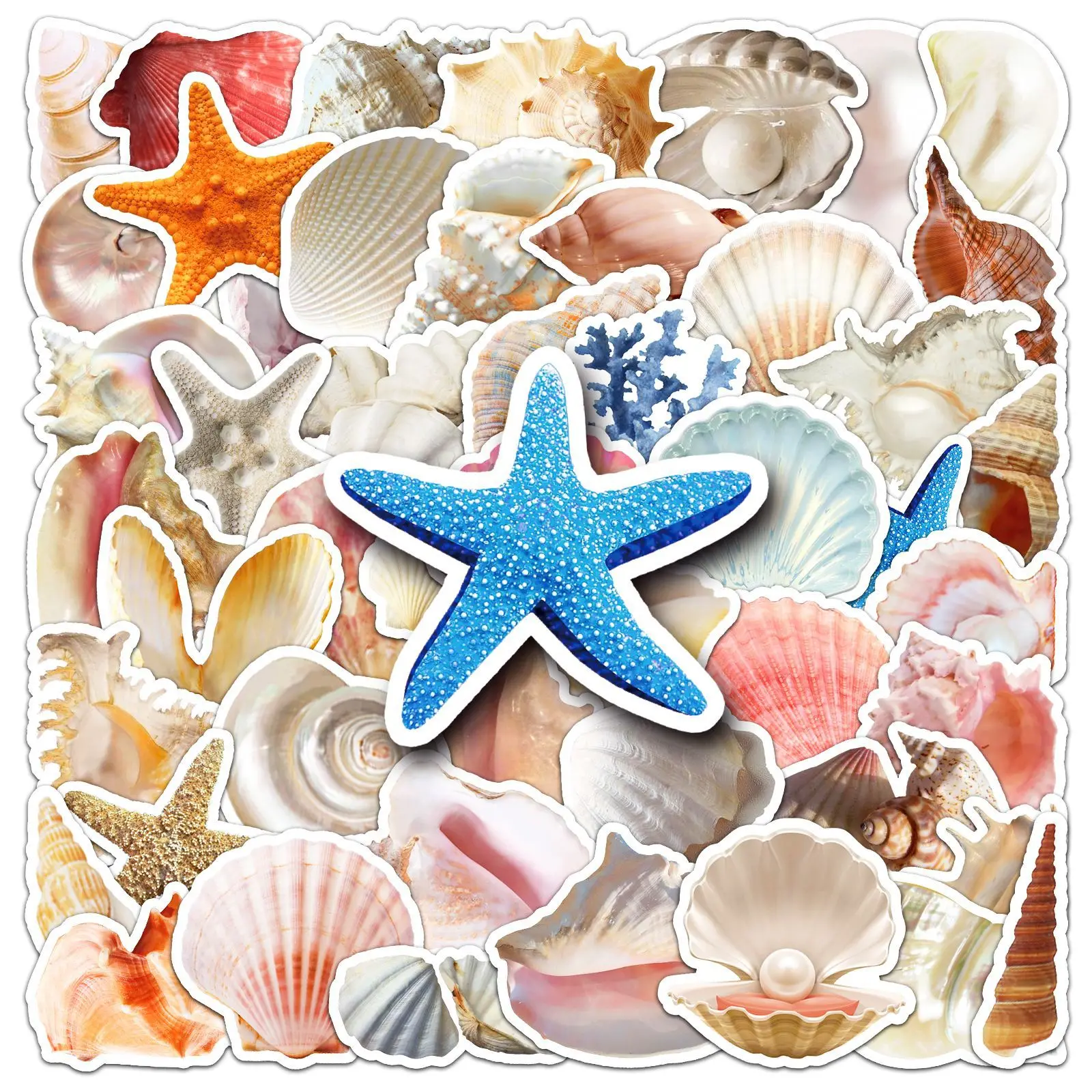 

50PCS Dream Shell Conch Stickers Aesthetic Ins Style Girls Decals DIY Decoration For Phone Notebook Laptop Guitar Kids Toys