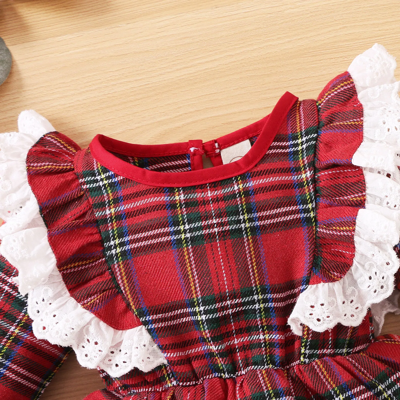 Autumn Winter Infant Baby Girls Long Sleeve Plaid Printed Lace Ruffle Tulle Romper Bodysuit Clothes For Kids Baby Rompers 2024