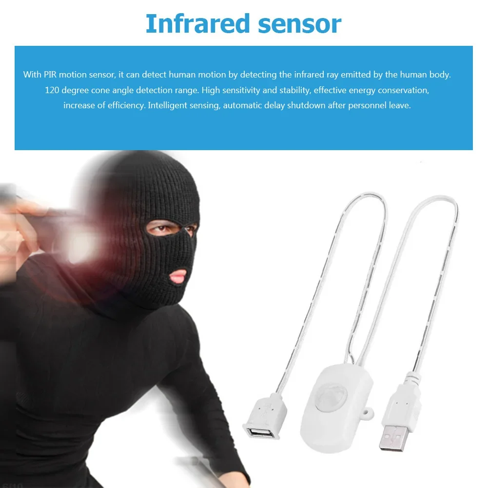 Commutateur de capteur de mouvement PIR USB, détection intelligente infrarouge du corps, détecteur pour bande lumineuse LED, automatique, DC 5V,