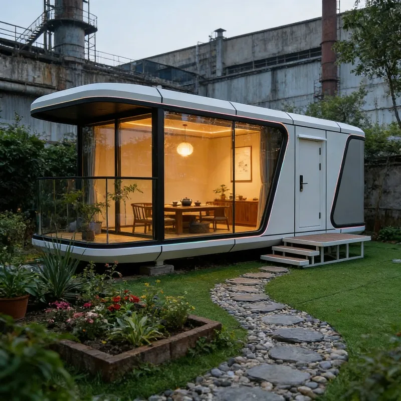 

Modular Space Capsule Prefab House Foldable Mobile Container Home Steel Cabin Fast Installation for Hotel Camping Resort