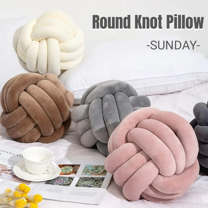 

Round Knot Pillow Ball Aesthetic Ultra Soft Plush Sofa Pillows Living Room Decorative Creative Weave Throw Cushion Office Chair