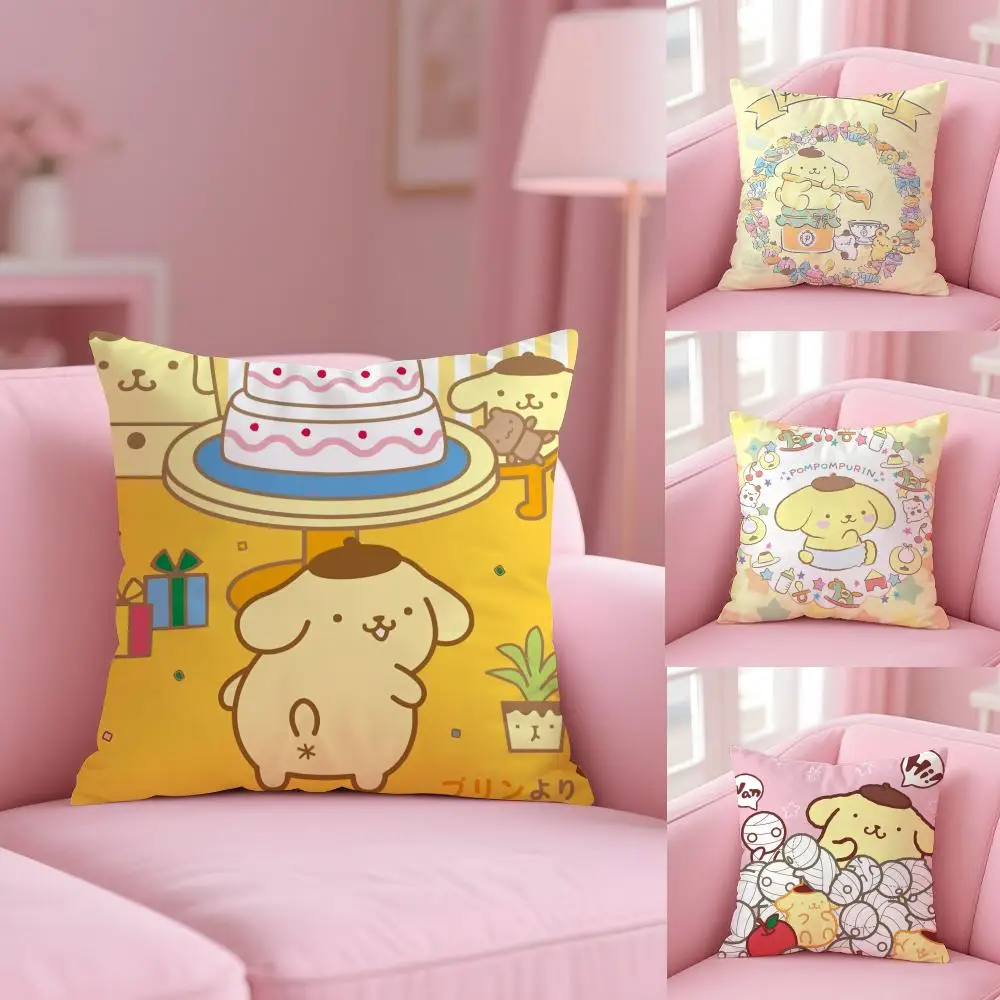 Pomppurin bonito fronha tecido de pelúcia macio dupla face impresso sofá quente inverno casa criança presente capa de almofada
