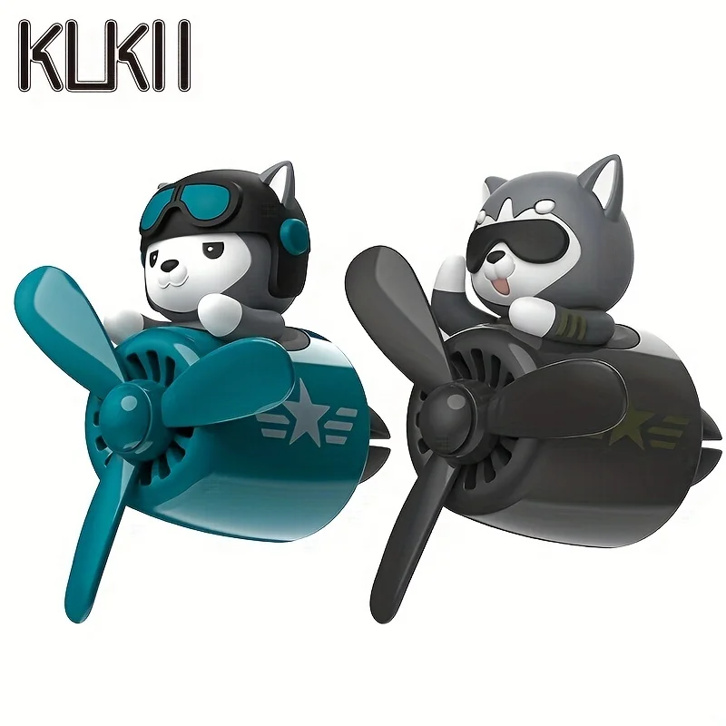 No Perfume DIY Fragrance Diffuser Pilot Husky Dog Car Ornaments Air Freshener Rotate Plane Vent Decorations Accessories Cool Fun