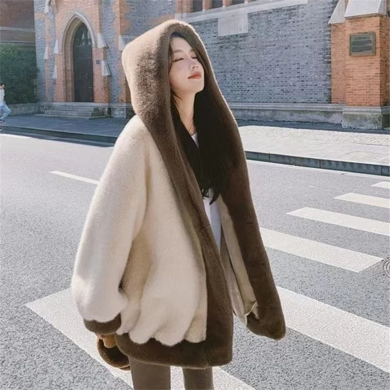 

Korean Lazy Wind Mink Velvet Coat Women 2025Winter New Fur Jacket Female Padded Cold Outwear Mao Mao Overwear Cotton Padded Coat