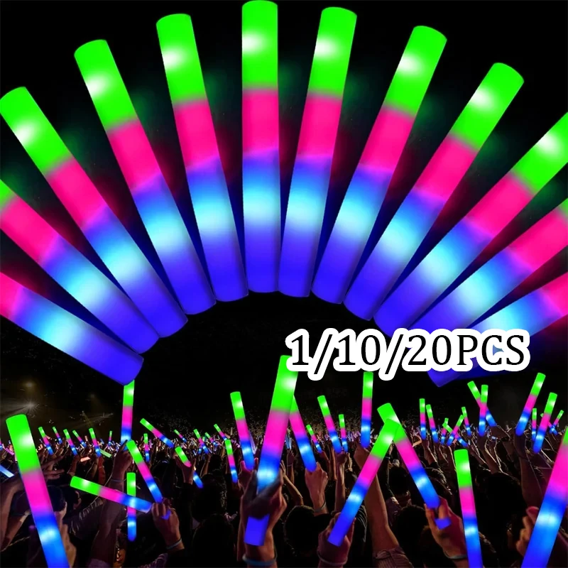 Bastones de Espuma LED Multicolores para Conciertos, Palos Luminosos para Fiestas, Suministros para Eventos y Celebraciones