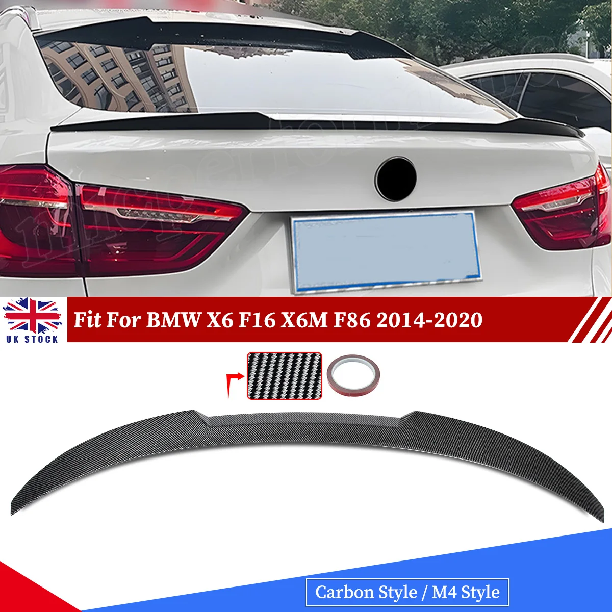 

Magickit Rear Trunk Spoiler Lip Wing for BWM X6 F16 F86 X6M 2014 2015 2016-2020 Carbon Fiber Look Modified Accessories