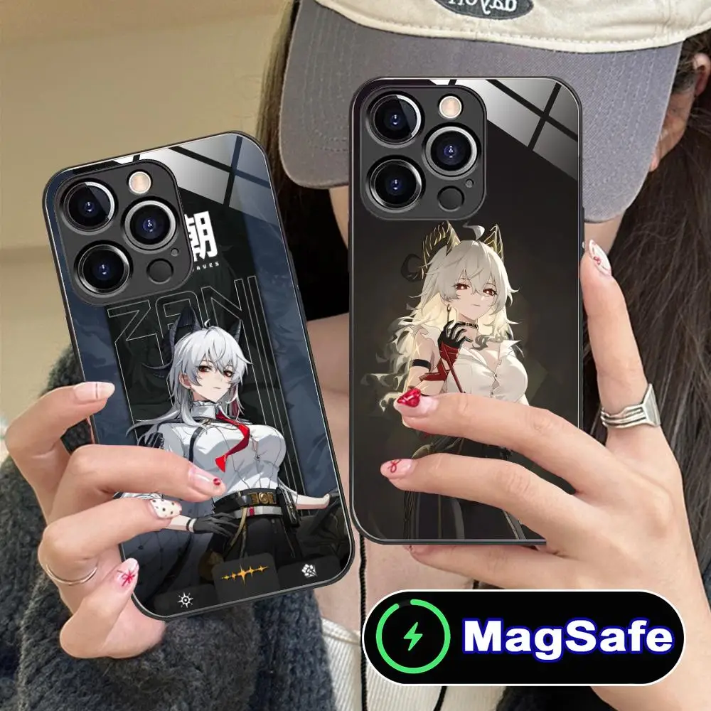 

Чехол для телефона Wuthering Waves Zani для iPhone 16, 15, 14, 13, 12, 11 Pro Max Plus Mini MagSafe, стеклянный цвет, защитный смартфон, красивый