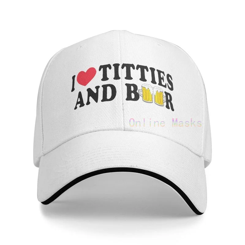 ICH Herz Titties und Bier-Liebe Lustige Gag - Vintage Retro Stil Baseball Kappe Hut männer Sandwich Hut hysterese Lustige Trucker Hut