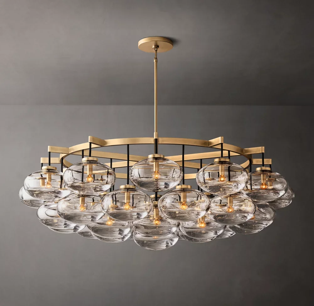 Customization Nordic Style Brass Chandelier Light Round Pendant Ceiling Light Fixture for Dining or Living Room