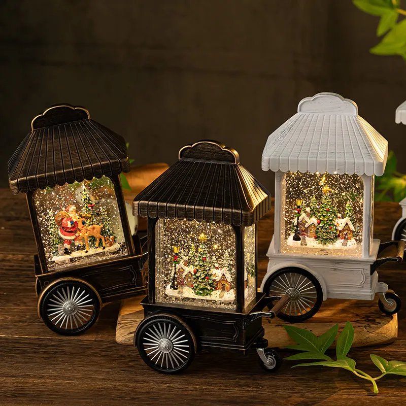 Christmas decoration, drifting snow, music box, retro music box, ornament, wind lamp, book gift, crystal ball style