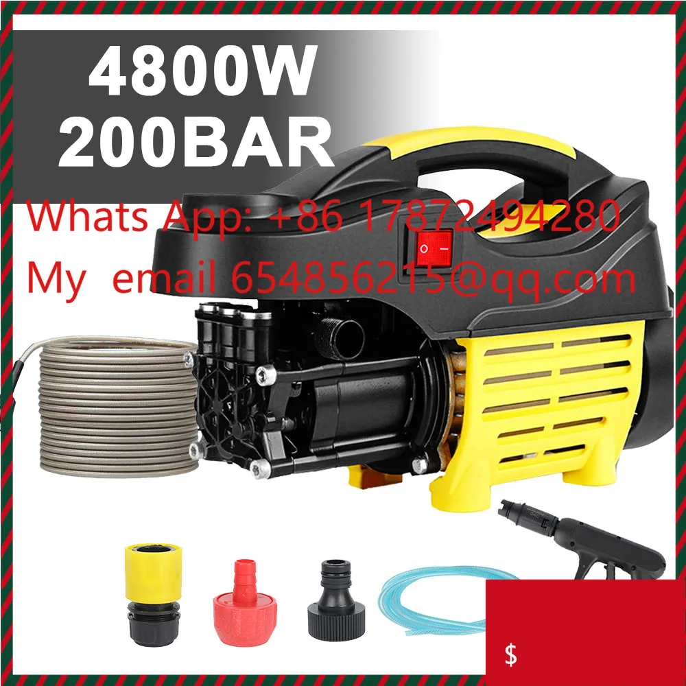 4800W Car Washer Portable Cleaning Machine 200BAR High Pressure Wash Water Water Pump Multifunction Home Cleaning Tool