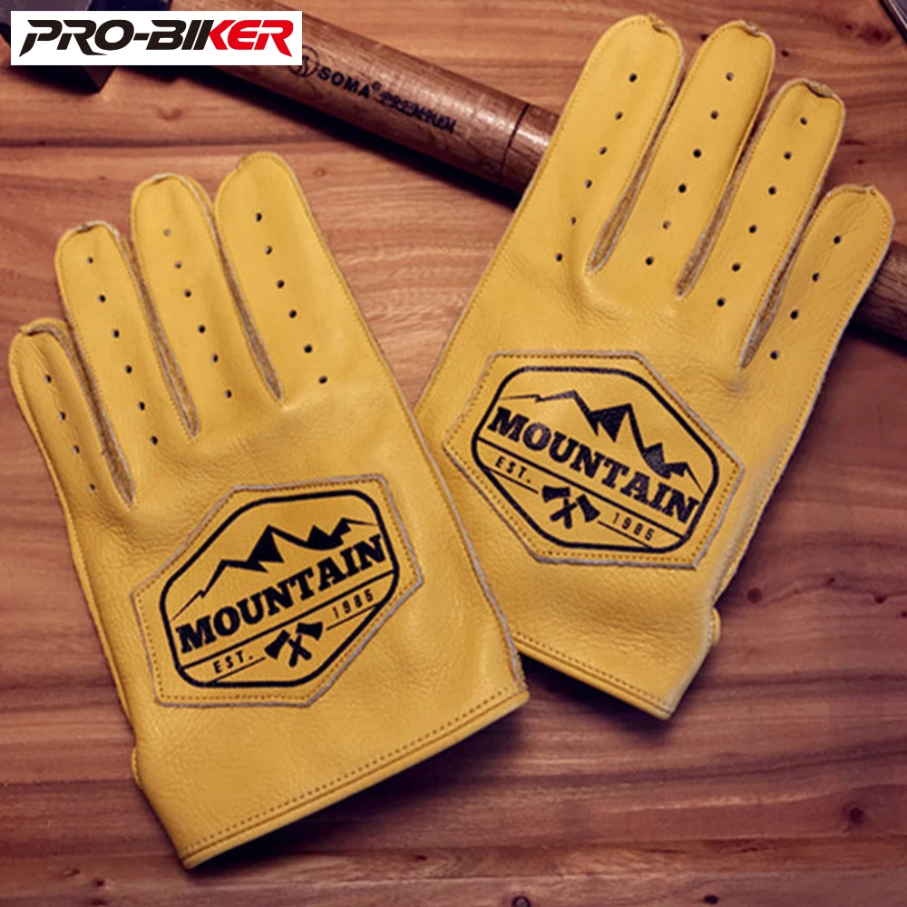 

Off Road Motorcycle Retro Full Finger Layer Cowhide Gloves For Men's Outdoor Equipment Hunting Leather Gloves