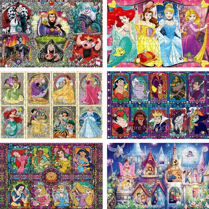 

Disney Princess Villain Jigsaw Puzzle 300/500/1000 Pcs Cartoon Characters Puzzles Handicraft Hobby Game Leisure Toy for Children