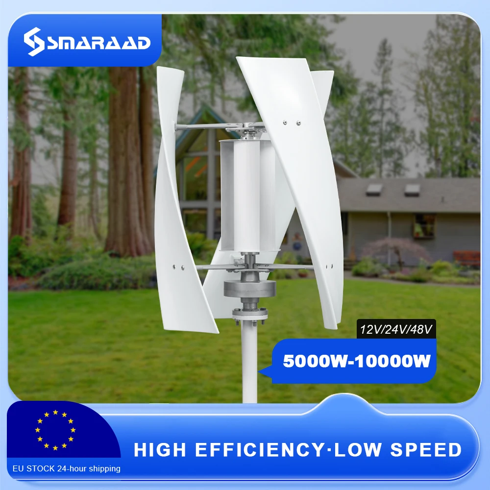 

5000W 10000W Vertical Wind Turbine 12V/24V/48V Low Noise Free MPPT Controller Duty-Free Delivery In Poland
