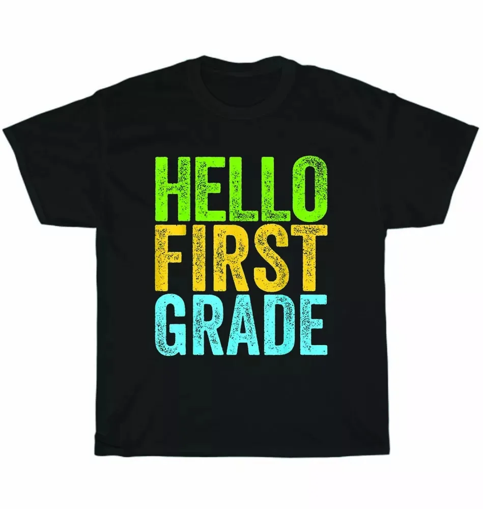 

Hello First Grade 1st Grade Back To School Teacher Student Men's T-Shirt S-5XL