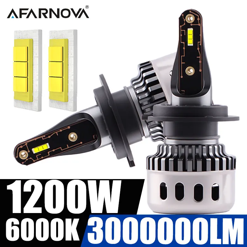 

1200W 2PC H7 Led Headlight 6000K H1 H8 H11 H4 Led Bulb Canbus H3 9005 Auto Lamp Hi/Lo Beam High Power Turbo Mini Fog Light 12V