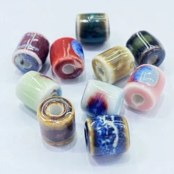 10Pcs 10*9MM Ceramic Cylinder Spacer Loose Beads for Jewelry Bracelet Necklace Accessories DIY